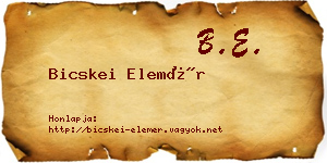 Bicskei Elemér névjegykártya